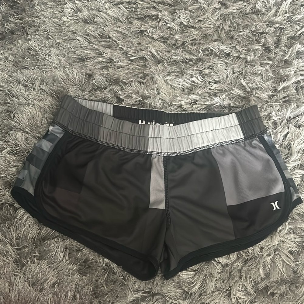 Hurley shorts, black and gray, small, one back pocket